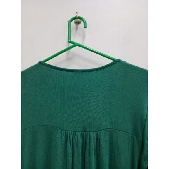 Jodifl Womens BOHO Top Medium Green Eyelet Yoke Tiered Sleeve Ribbed Casual - Picture 9 of 9